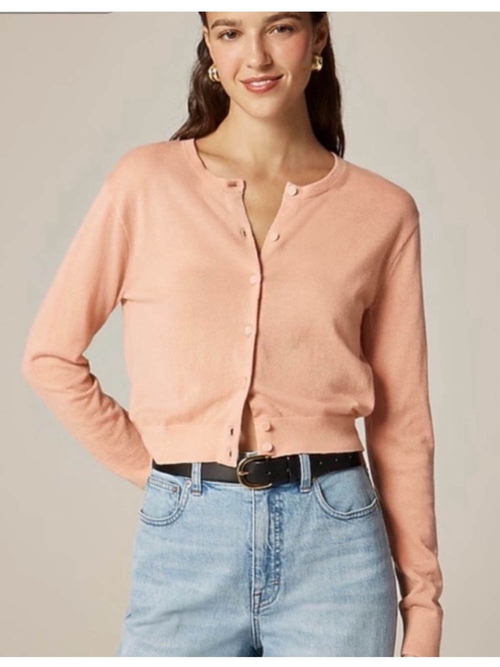 NWT J.Crew Featherweight cashmere cardigan peach rose Sz S